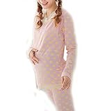 Spinas（スピナス）マタニティ　パジャマ　 産前から産後まで着用できる授乳口付きマタニティルームウェアパジャマ 可愛い妊婦さんでいたい！ (XL, ピンク＆イエロー)