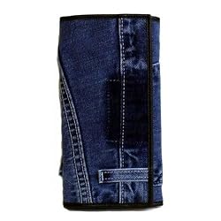 Denim Checkbook Wallet Crafted from Vintage Denim, 7 1/2" x 4"
