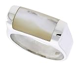 Sterling Silver Ladies' Ring w/ a Tubular Mother of Pearl, 5/16