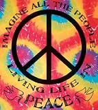John Lennon Inspired Tye Dye Tapestry ~ Imagine All the People Living Life in Paece ~ Approx 40 X 55 Inches