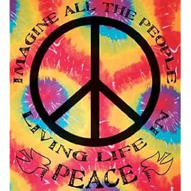 John Lennon Inspired Tye Dye Tapestry ~ Imagine All the People Living Life in Paece ~ Approx 40 X 55 Inches