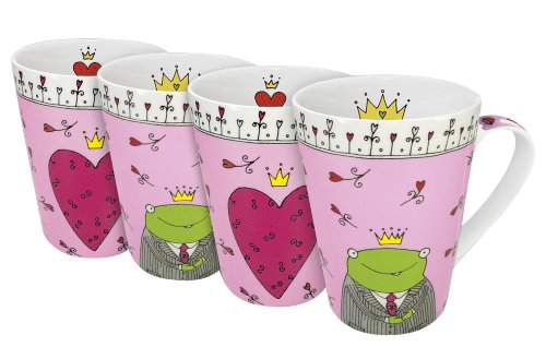 Konitz Prince and Princess 13-Ounce Mugs, Set of 4, Assorted Designs