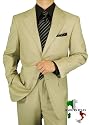 Valentino Made in Italy Wool / Silk Mens Suit 150's Hand Made Two Button Canvas Front Jacket Flat Front Pants Custom Working Buttonholes Business Suit Sand Tan