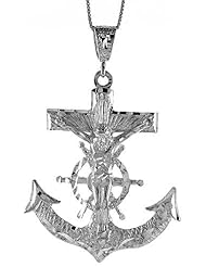 Sterling Silver Large Mariners Cross Pendant, 2 3/8 inch