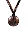 Necklace - N113 - Murano Glass Style - Round Shape ~ Brown, Silver, Copper and Mauve hung on 5 Strand Organza and Cotton Cord + 2" Extension Chain