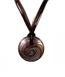 Necklace - N113 - Murano Glass Style - Round Shape ~ Brown, Silver, Copper and Mauve hung on 5 Strand Organza and Cotton Cord + 2 Extension Chain