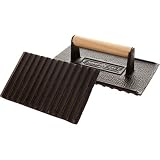 The Camp Chef 9-1/4-by-5-3/4-by-3-1/4-Inch Seasoned Cast Iron Bacon/Meat Press