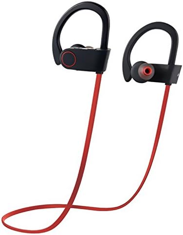 Coio Sports Bluetooth Headphone,HiFi Stereo Headset Sweatproof Earbud Noise Cancelling Headphone for Gym,Exercise,Sports,Running (Black-Red)