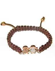 Diamond Pave Charm Macrame Bracelet 18kt Gold Handmade Jewelry