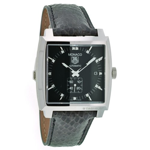 41jbtiOZL L TAG Heuer Midsize Monaco Diamond Accented Automatic Watch