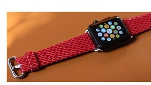 Yatale® Iwatch Cuff Bracelet Watchband Apple WatchBand Promotion Genuine Leather Band with Adapter Red 38mm