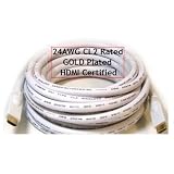 PTC 20ft PREMIUM GOLD Series HDMI CERTIFIED 24AWG CL2 rated cable -WHITE