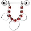 Light Siam Red Gem Hollow Heart Nipple Ring