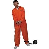 Convict Prisoner Overalls Boiler Suit Orange Mens Fancy Dress Costume Medium