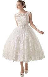  Ankle Length Lace  Ball Gown Wedding Dress 