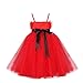 iEFiEL Girls Merry White Boa Sash Tie Christmas Tulle Dress Spaghetti Straps Xmas Costume