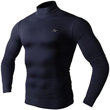 H2H SPORT Men's Skin Tight Turtle-Neck Various Color Compression Base Layer NAVY US S/Asia L (KMTTL0268)
