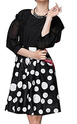 Above the Knee Chiffon Polka Dot Print  Shirt Mini Dress 