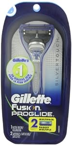 Gillette Fusion Proglide Silvertouch Manual Men's Razor With 2 Razor Bllade Refills, 1 Count