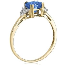 Blue-Topaz and Diamond Ring 41jcBpCDPwL. AA280 10k Choice of White or Yellow Gold, December Birthstone, Blue Topaz and Diamond Ring