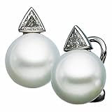 14K White Gold Paspaley South Sea Cultured Pearl and Diamond Earrings