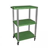 42.5 Inch Tuffy Three Tier Cart with Green Shelves by H Wilson (Green and Nickel) (42.5