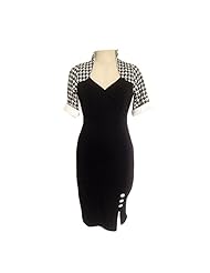 Houndstooth Print Cotton Bodycon Dress 