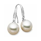 14K White Gold 0.08 ct. Diamond and Paspaley South Sea Cultured Pearl Earrings