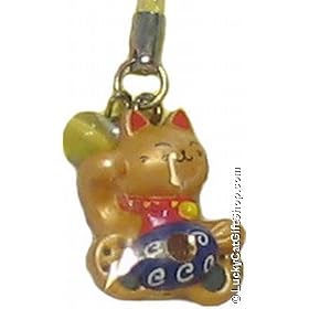 Gold Lucky Cat Phone Accessory