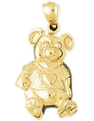 14K Yellow Gold Teddy Bear Pendant