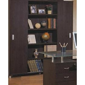 Contemporary Home Office Sliding Doors Shelf Bookcase by visiondecor Furniture