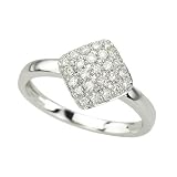 14K White Gold 1/4 ct. Diamond Square Shaped Fashion Ring