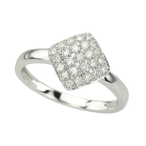 14K White Gold 1/4 ct. Diamond Square Shaped Fashion Ring