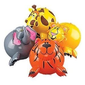 12-pack Inflatable Jungle Animal Shaped Beach Balls
