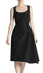 A-line Scoop Neck  Tea Length Sleeveless Evening Dress/Midi Dress  With a Bow(s)