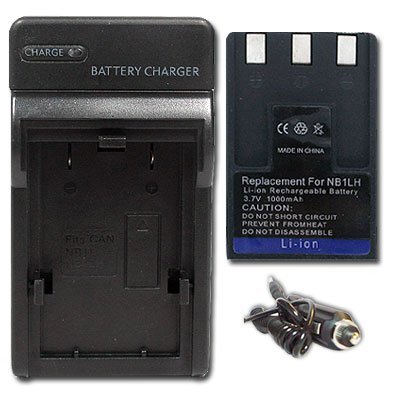 New CHARGER + BATTERY for Canon Powershot S100 S300 S330 S400 NB-1L NB-1LH + car plug