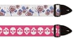 Guitar Straps - Pink Skulls and Flowe...