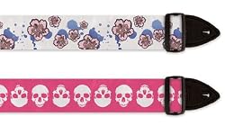 Guitar Straps - Pink Skulls and Flowers - 2-Pack