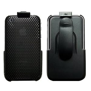 Holster Case w/ Ratcheting Belt Clip & Black Mesh Hard Case / Cover / Shell for Apple iPhone 3G 3Gs