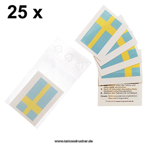 25 x Schweden Tattoo Fahnen Fan Set – Schweden Flag Tattoo – Sweden Flag (25)