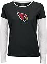 Arizona Cardinals Women's Black Frosted Logo Long Sleeve Layered Tissue Tee