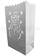 CleverDelights White Luminary Bags - 20 Count - Snowman Design - Flame Resistant Paper - Christmas Holiday Outdoor Decorations - Party and Event Decor - Luminaria Candle Bag - Twenty Bags