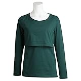 授乳服 長袖 Tシャツ 授乳口付き 無地 長袖Tシャツ 産後対応 マタニティウェア グリーン-M7793 M