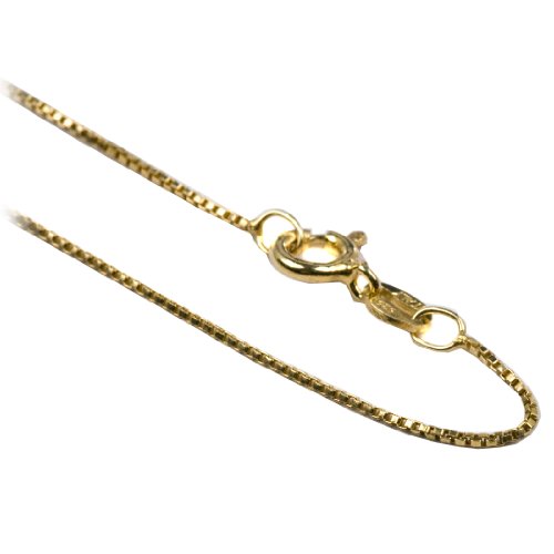 Gold Plated Sterling Silver 1mm Italian Box Chain in Sizes 16