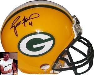 Brett Favre Autographed/Hand Signed Green Bay Packers Replica Mini Helmet- Favre Hologram