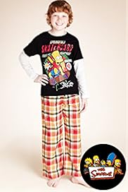 Older Boys Pure Cotton Bart Simpson Checked Pyjamas
