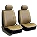 FINAL SALE FH-PU001FRONT PU Leather Car Seat Covers, Solid Tan color