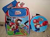 Nintendo Mario Super Sluggers Backpack with Nintendo Mario Lunch box Lunch Tote and Bonus Pencil Case (full size backpack)PLUS (1)Nintendo folder/portfolio may vary