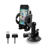 iLuv Universal Windshield Mount Kit with Power Combo Pack for Apple iPod Touch, iPhone 1G, 3GS, 4, 4S and Smart Phones - Black (iCC795BLK)