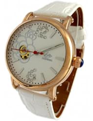 Youyoupifa White Synthetic Leather Strap Automatic Mechanical Womens Watch Girls Watch